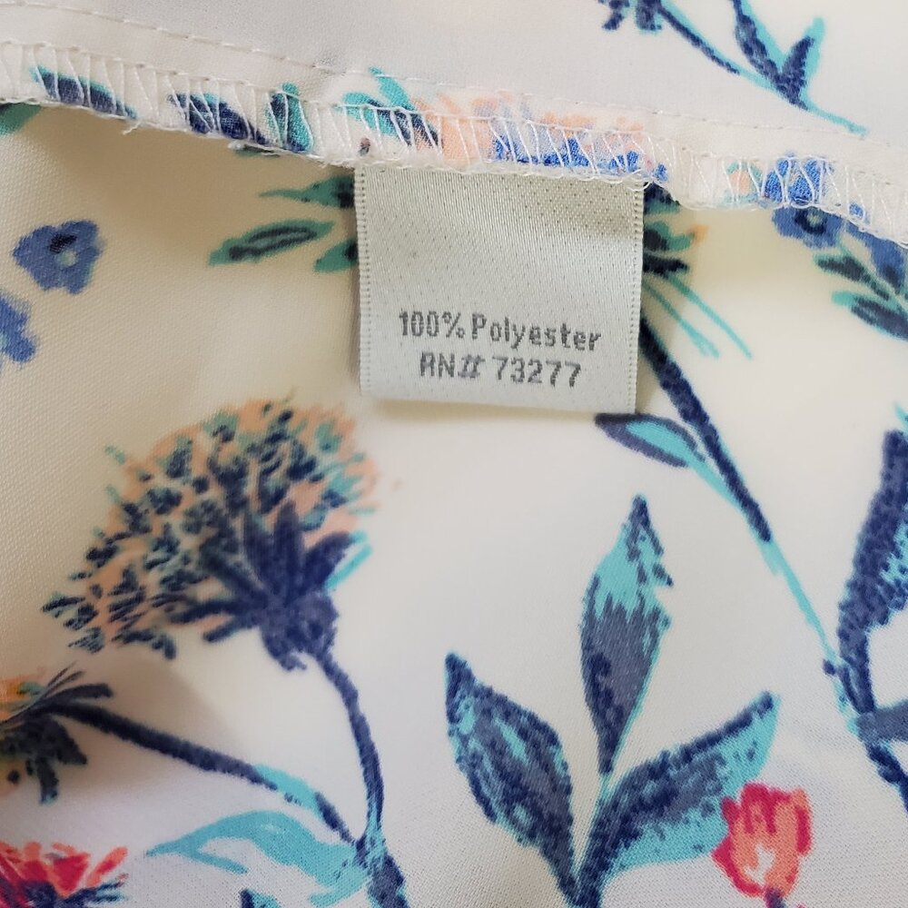 LC Lauren Conrad Cream Floral Pleat Neck Blouse XL - Picture 5 of 6